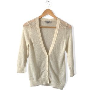 Calypso St Barth Sz S Cardigan V-neck Sweater Cream Mohair Blend